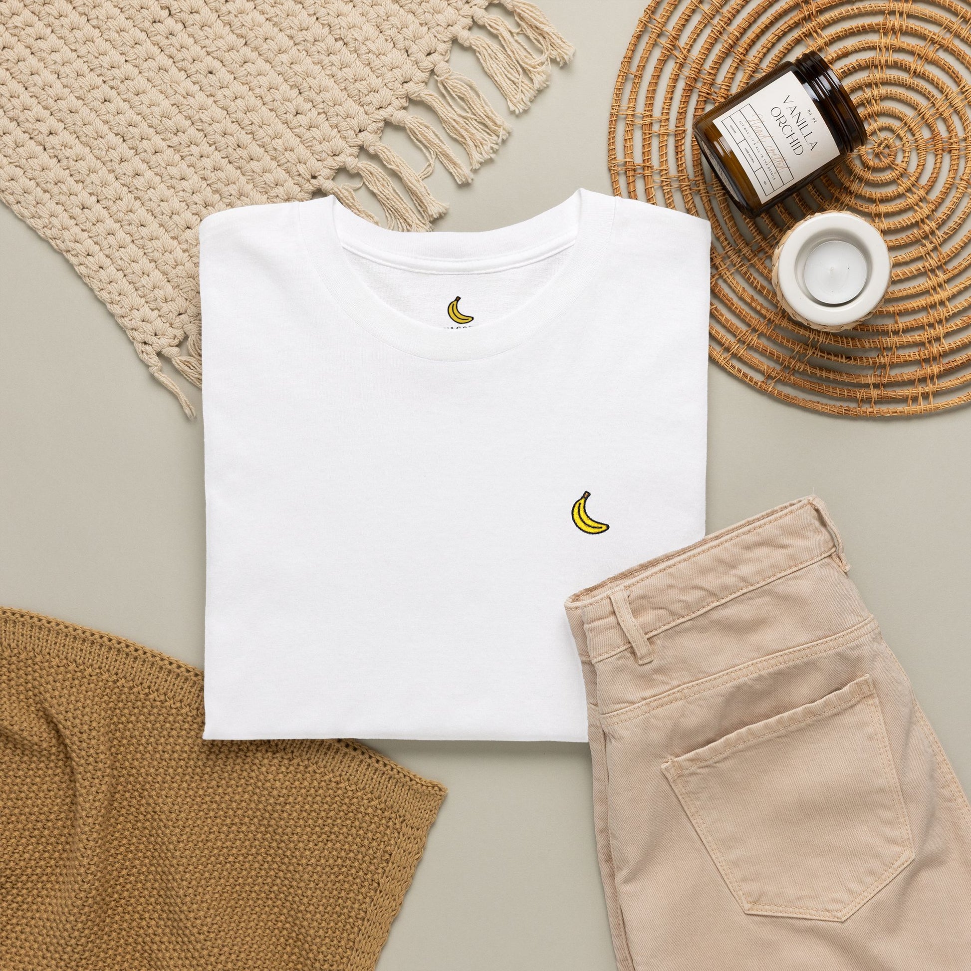 Banana Patch T-Shirt — Minimal Embroidered Fruit Tee