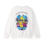 White sweatshirt with a colorful graphic of a banana character and 'Banana Goes Ibiza' text on a white background