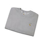 Folded gray t-shirt with a banana logo on a white background